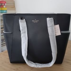 Kate Spade Black Top Zip Leather Tote